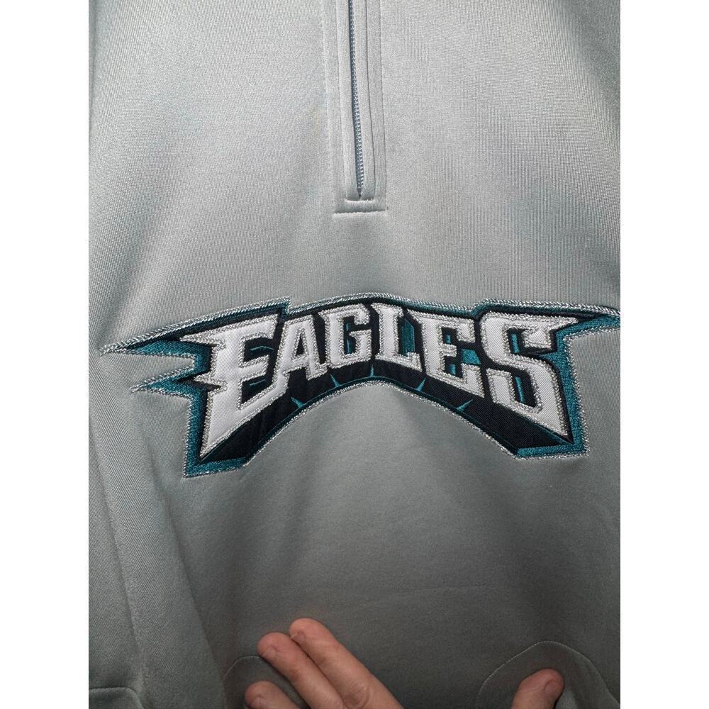 Vintage Reebok Philadelphia Eagles 1/4 Zip Fleece Pullover Gray Men's XL Y2K - Picture 2 of 12